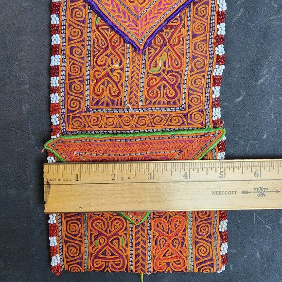 Kuchi Embroidered Pouch Wallet Central Asian Handmade Beaded Orange Magenta - Picture 9 of 9